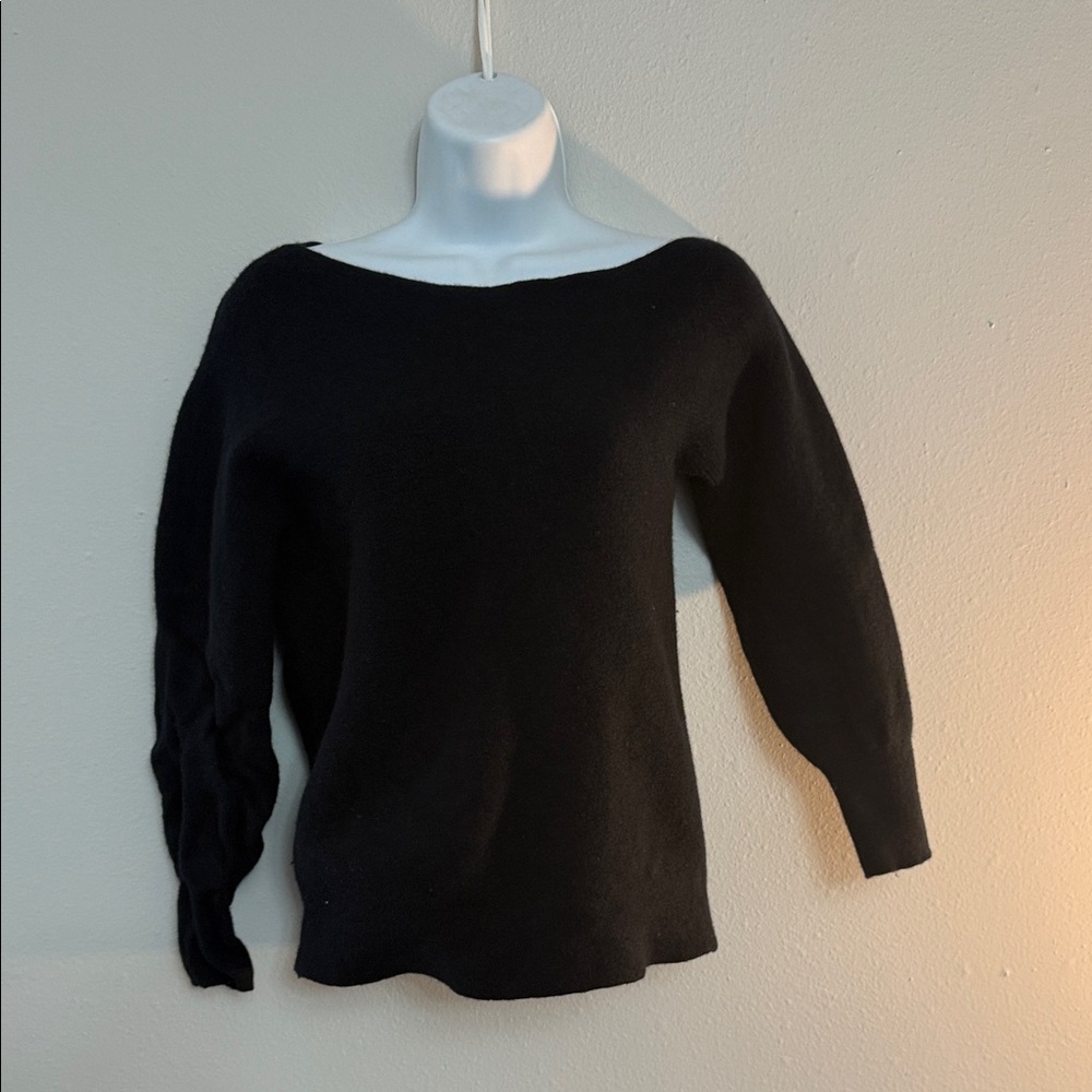 Theory Black Off-the-Shoulder Sweater